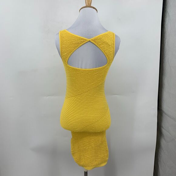 Bebe Bodycon Dress Womens PS Petite Small Sunflower Textured Cutout Back Fitted - Picture 5 of 14